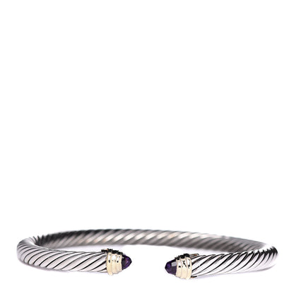 David Yurman Sterling Silver 14K Yellow Gold Amethyst 5mm Cable Classics Petite Color Bracelet 1 of 5