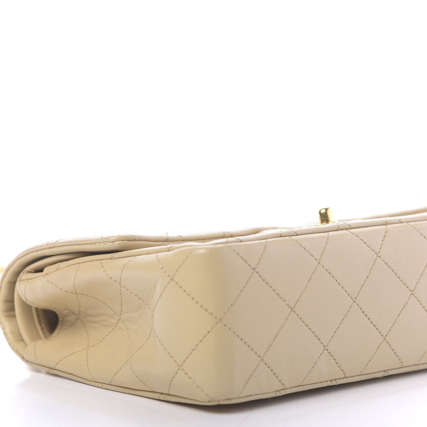 Lambskin Quilted Small Double Flap Beige
