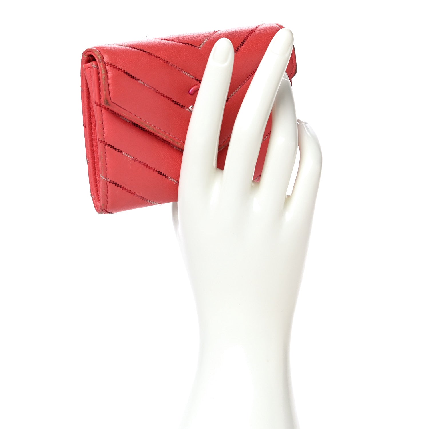 Chanel Lambskin Chevron Quilted Card Holder Pink 2 of 19