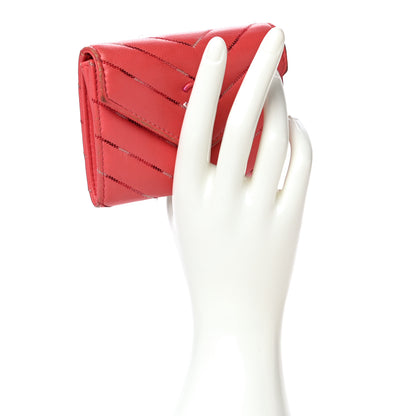 Chanel Lambskin Chevron Quilted Card Holder Pink 2 of 19