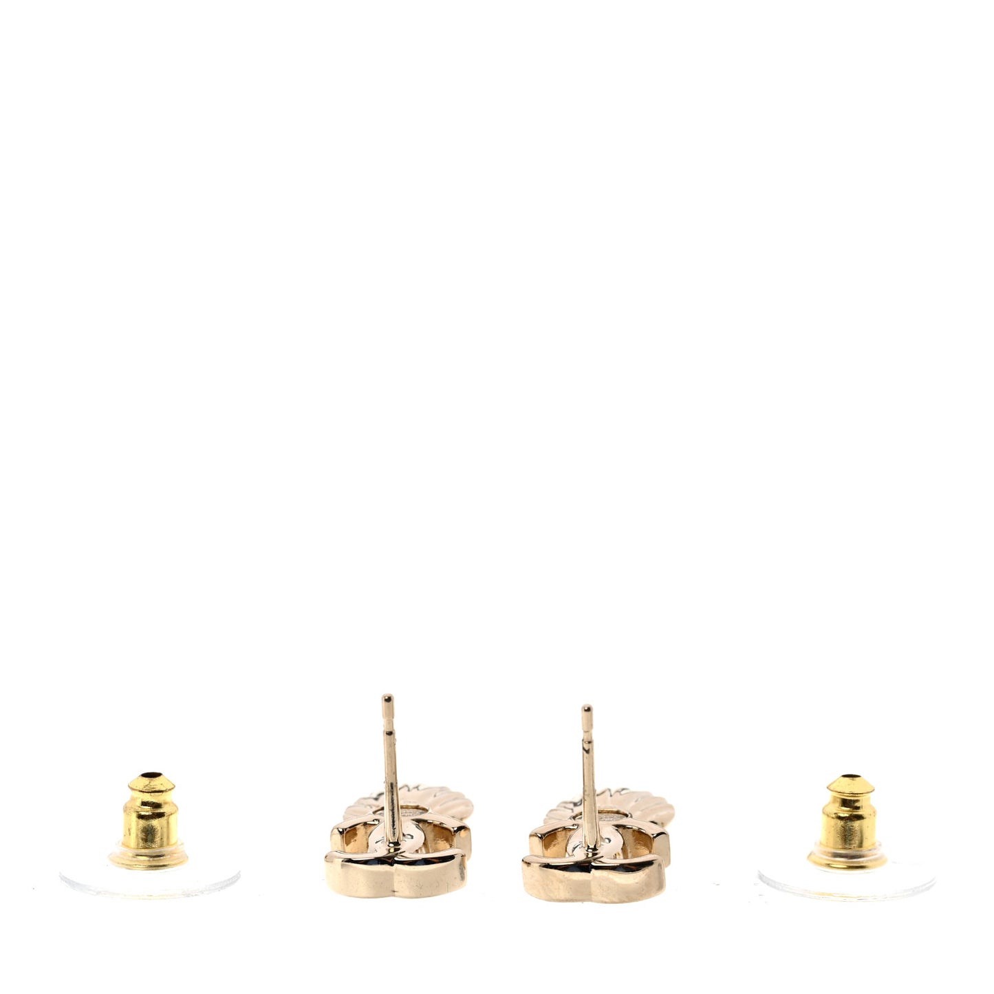Pearl CC Shell Earrings Gold Pearly White