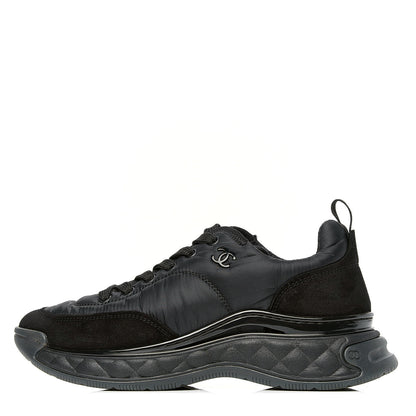 Chanel Nylon Suede Calfskin CC Sneakers 40 Black 1 of 4