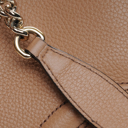 Gucci Pebbled Calfskin Medium Soho Chain Shoulder Bag Rose Beige 8 of 9