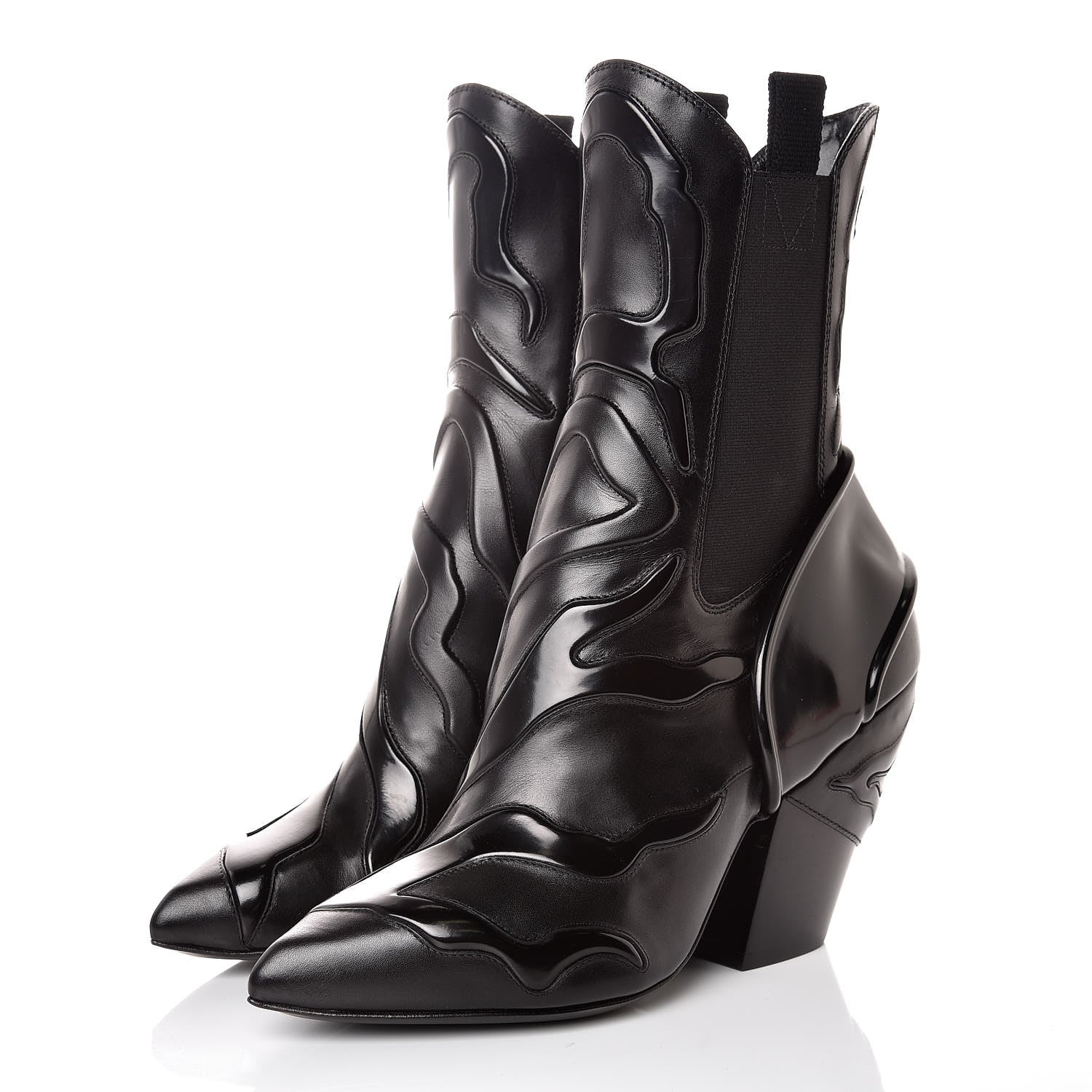 Louis Vuitton Calfskin Patent Monogram Fireball Ankle Boots 38 Black 3 of 10
