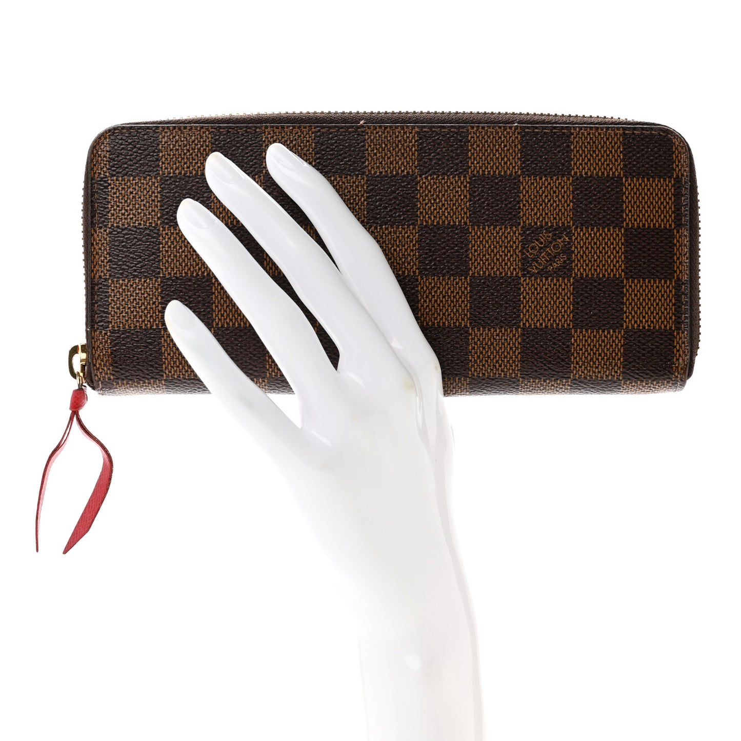 Damier Ebene Clemence Wallet Cherry