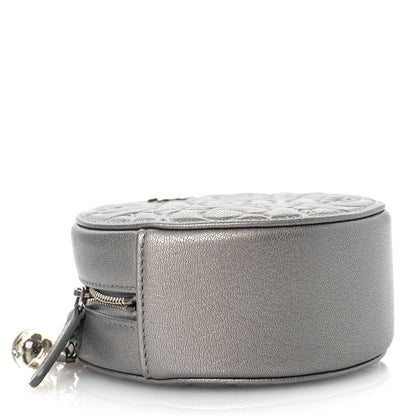Chanel Goatskin Camellia Embossed Round Clutch With Chain Grey 3 of 11