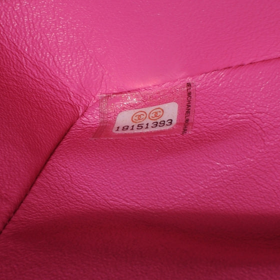 Iridescent Caviar Jumbo Double Flap Hot Pink