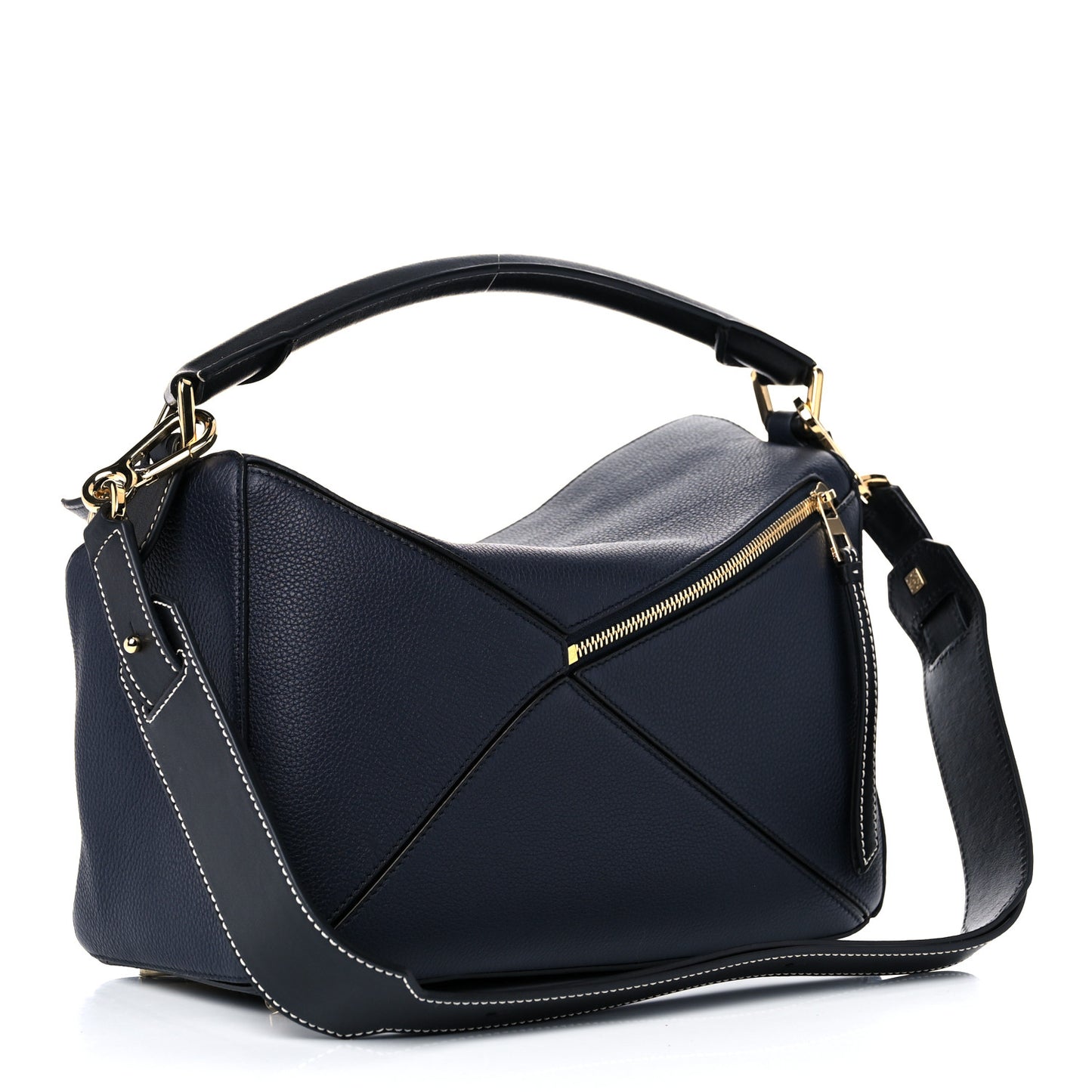 Calfskin Medium Puzzle Bag Midnight Blue Black