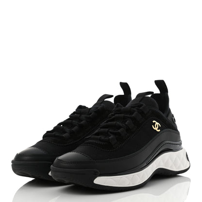Chanel Velvet Calfskin Mixed Fibers CC Sneakers 37 Black 3 of 8
