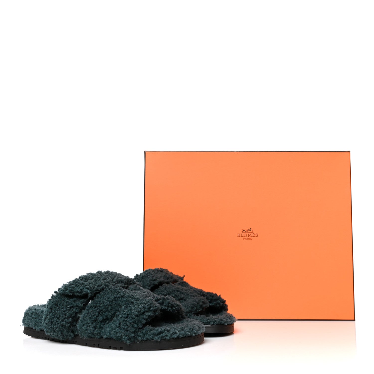 Hermes Woolskin Womens Chypre Sandals 38 Vert Anglais 8 of 8