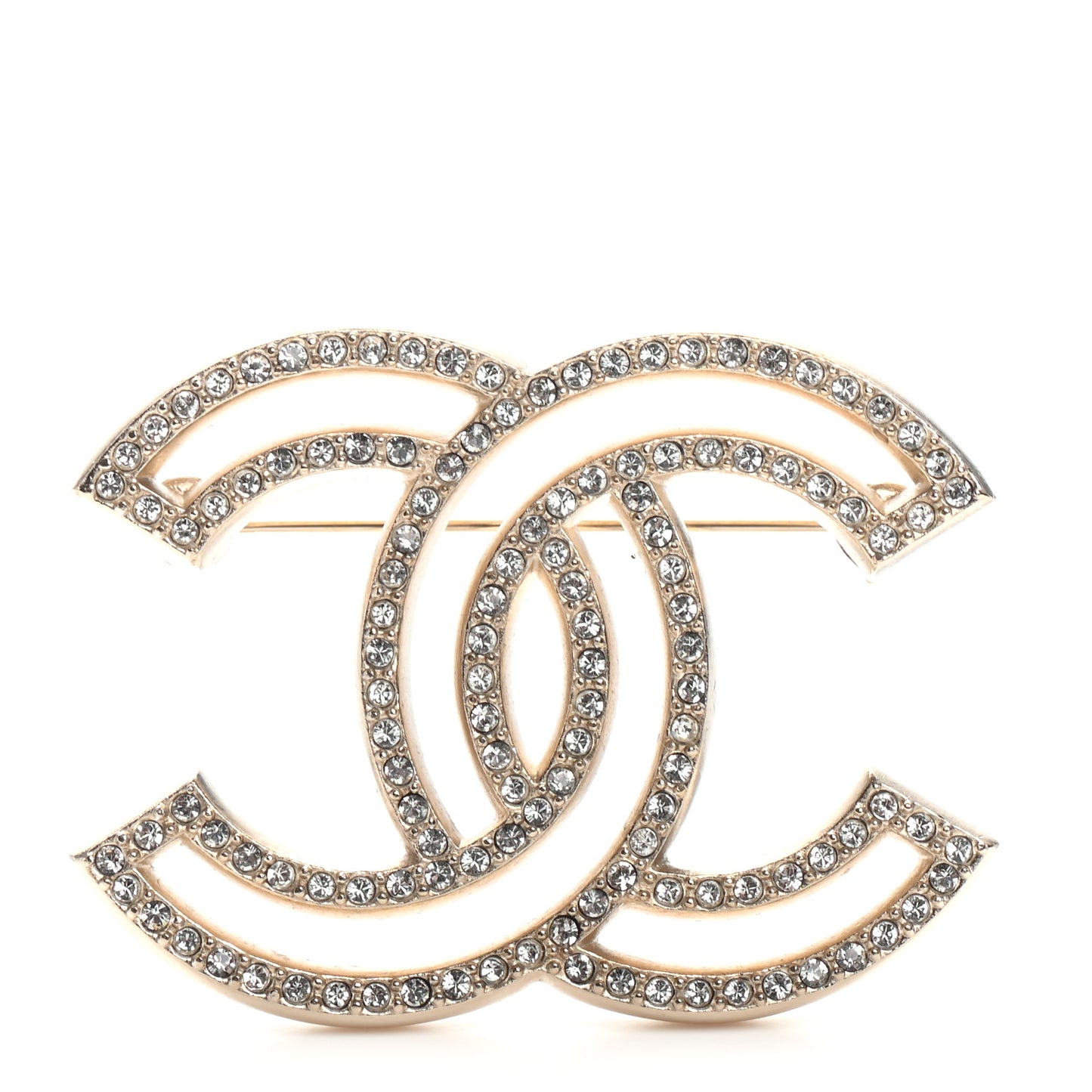 Crystal CC Brooch Light Gold