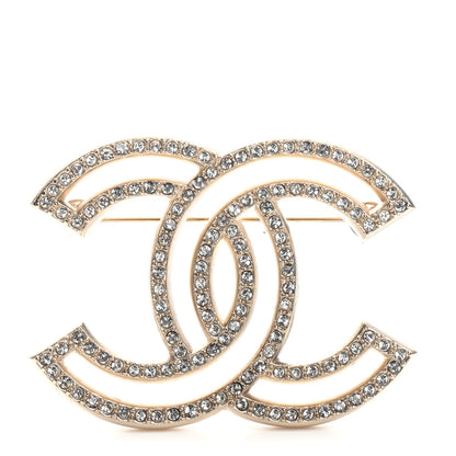 Chanel Crystal CC Brooch Light Gold 1 of 4