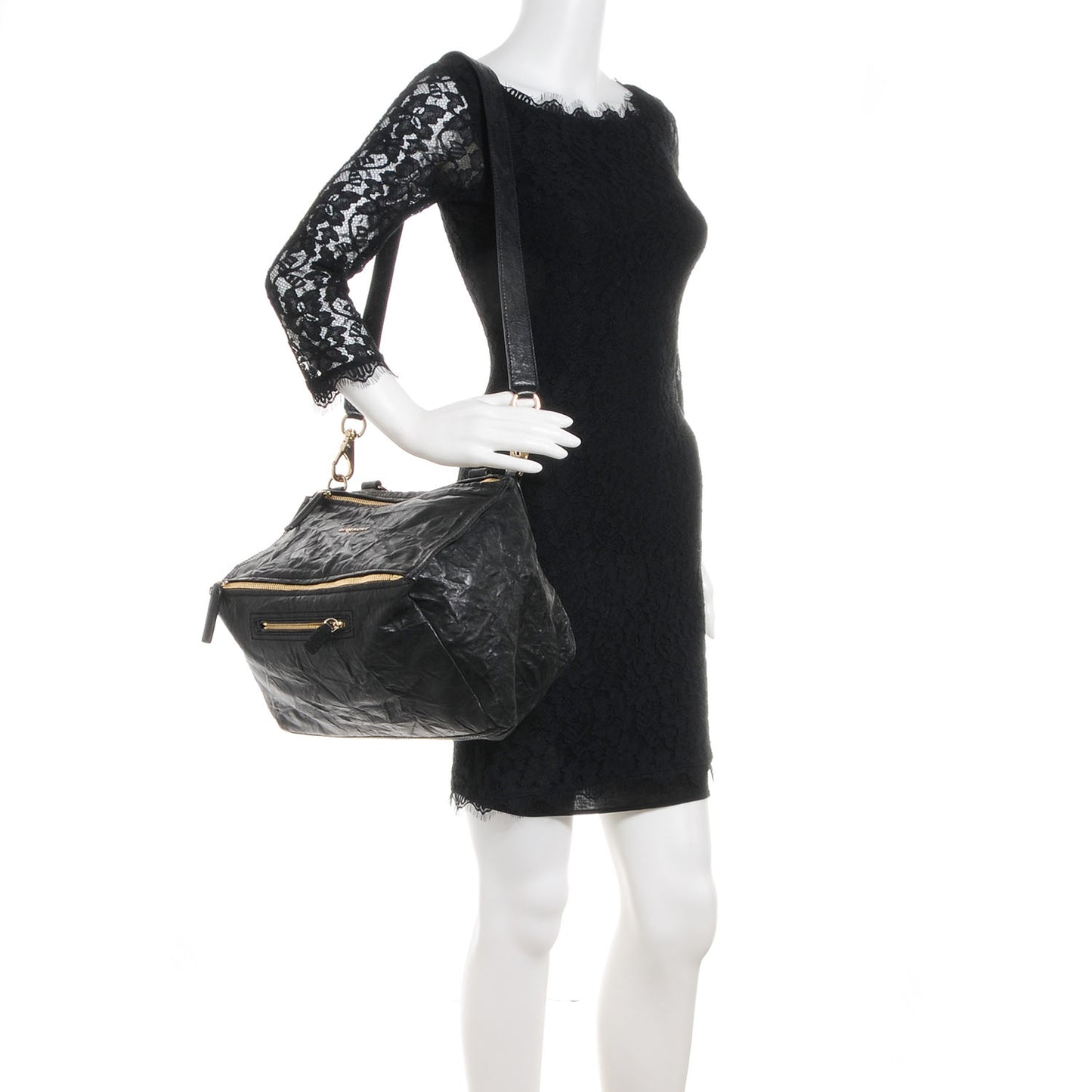 Tumbled Sheepskin Medium Pandora Bag Black