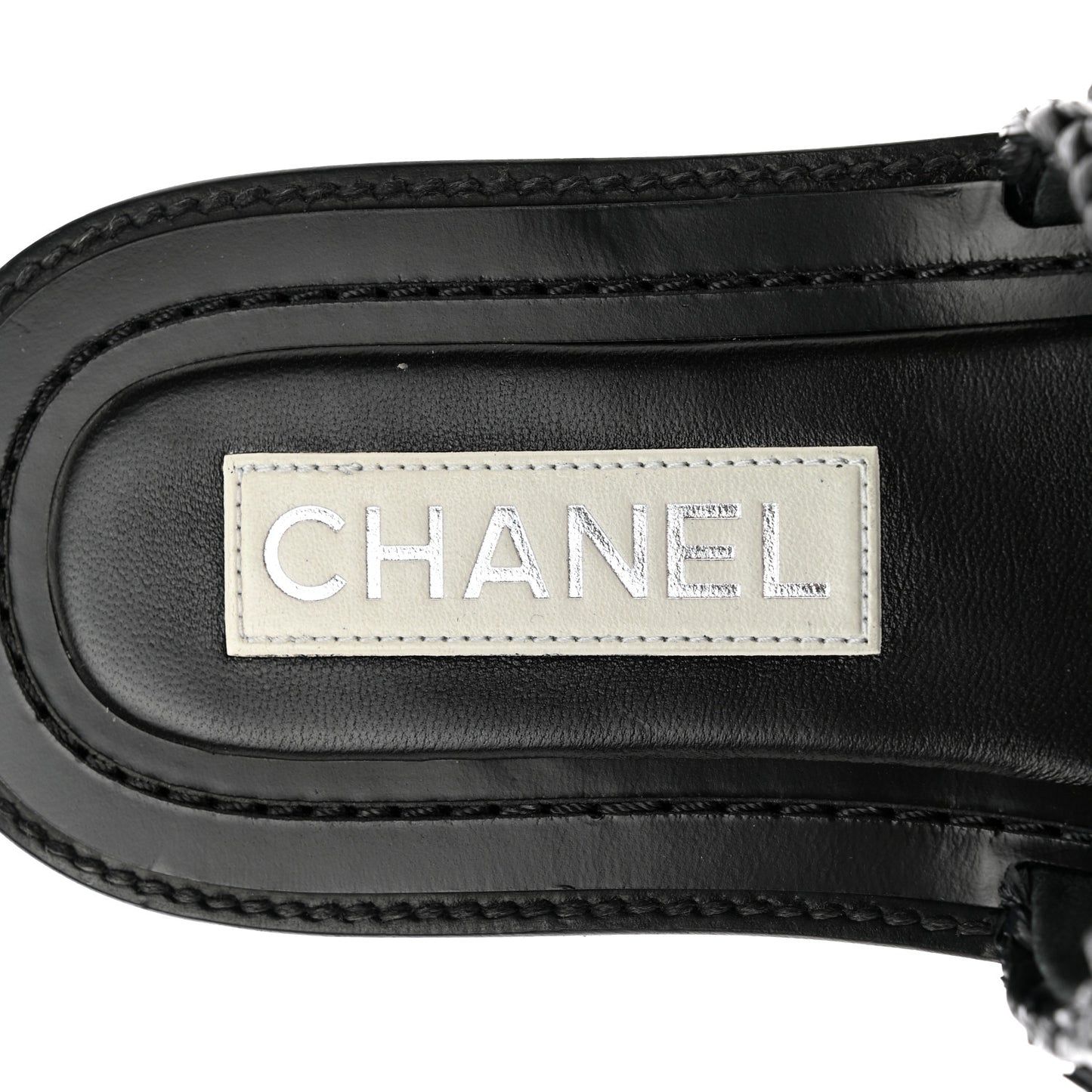 Raffia Crystal CC Mules Sandals 36 Black