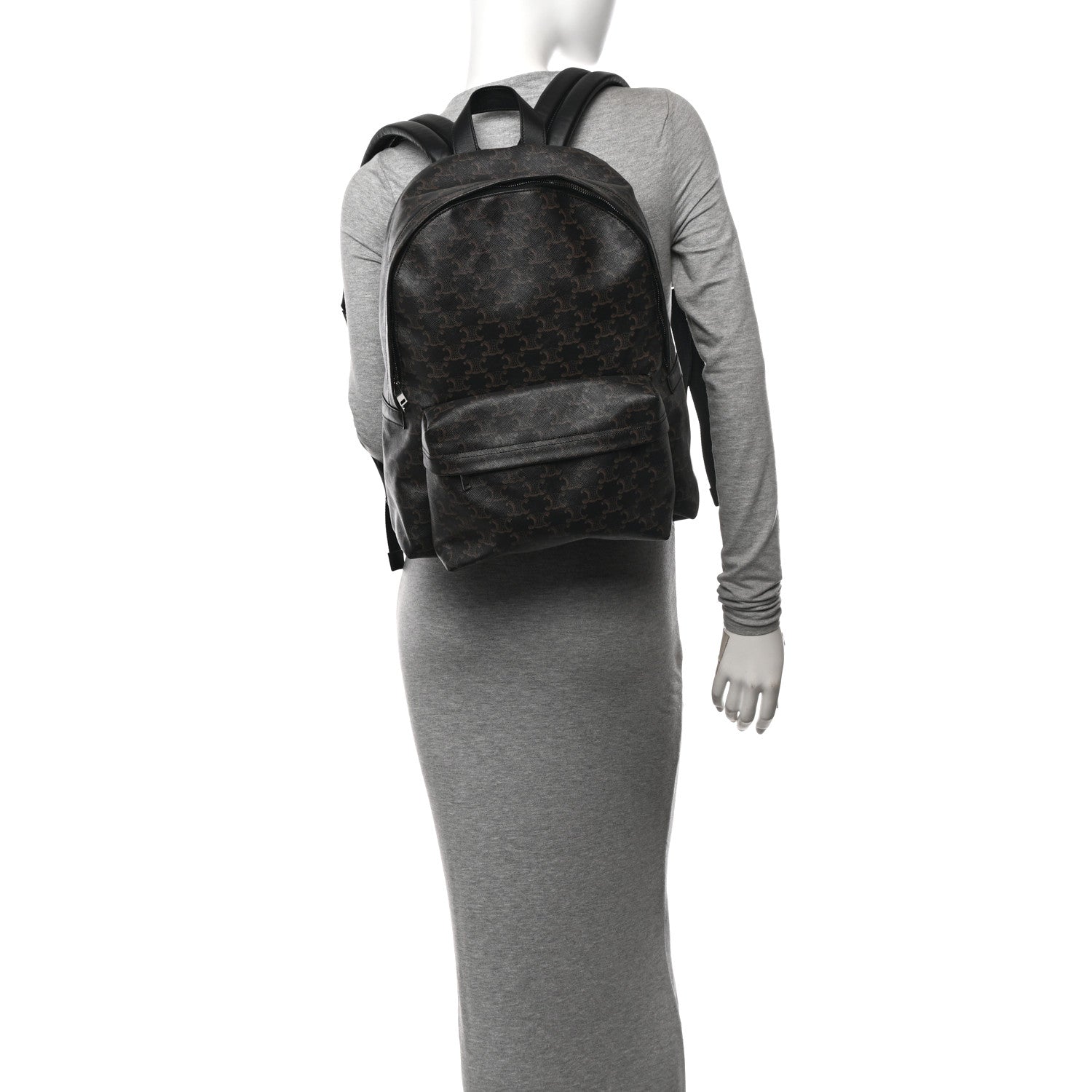 Celine Triomphe Canvas XL Calfskin Backpack Black 2 of 11
