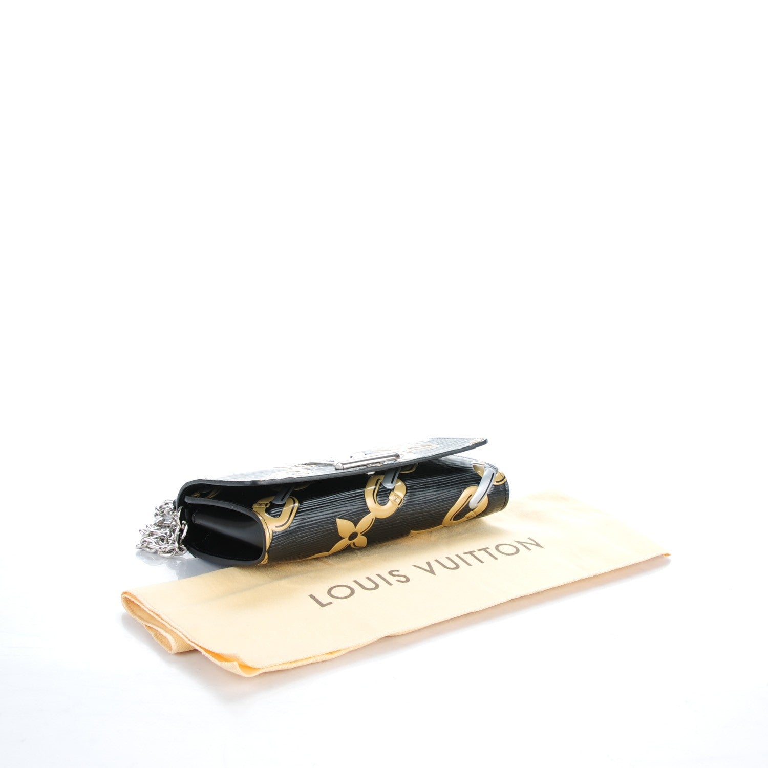 Louis Vuitton Epi Chain Flower Print Twist Chain Wallet Black 4 of 7