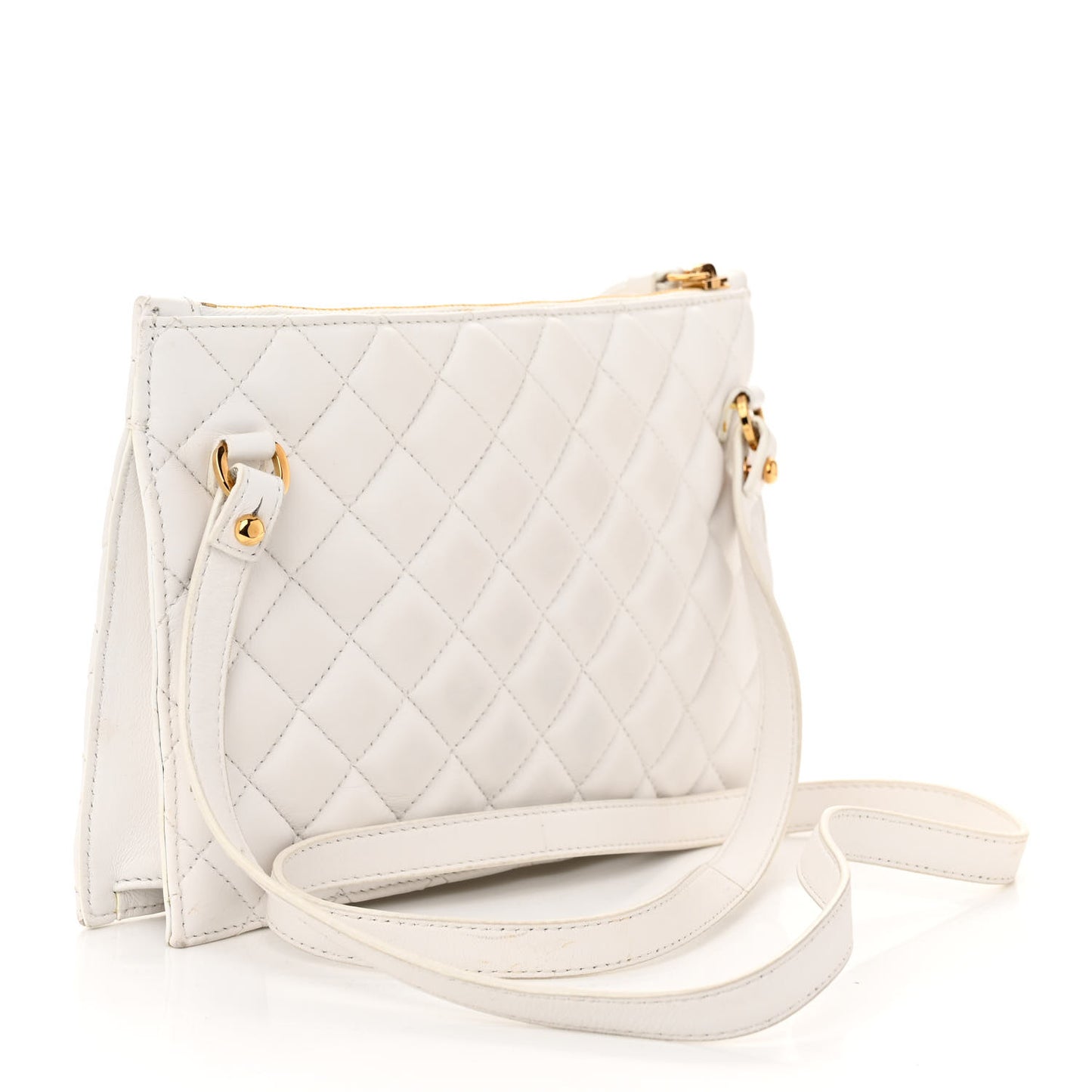 Calfskin Quilted Small Tribute Icon Pouch White