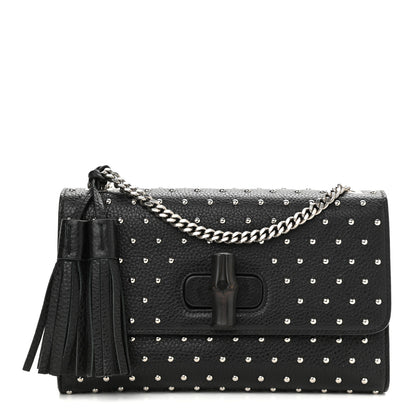 Gucci Calfskin Studded Medium Miss Bamboo Shoulder Bag Black 1 of 11