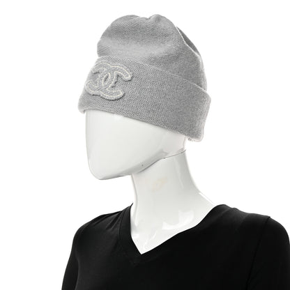 Chanel Cashmere CC Beanie Hat Grey 2 of 5