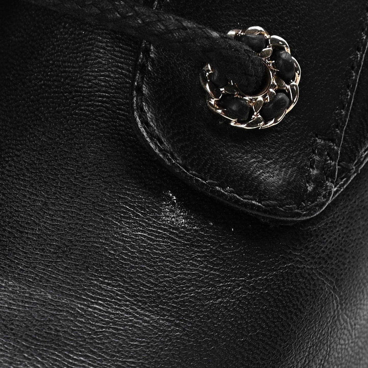 Shiny Lambskin Quilted Lace Up Combat Boots 39.5 Black