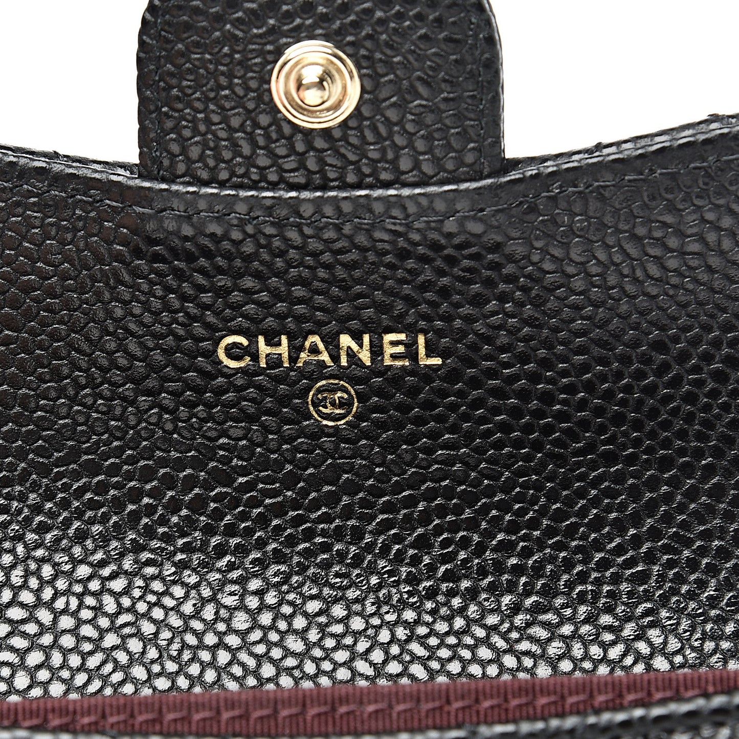 Caviar Quilted Flap Card Holder Wallet Black