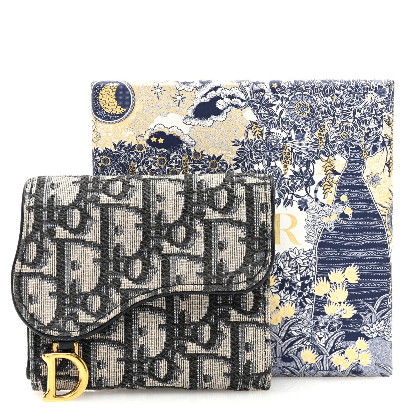Oblique Saddle Lotus Wallet Blue