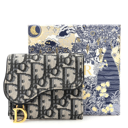 Christian Dior Oblique Saddle Lotus Wallet Blue 7 of 7