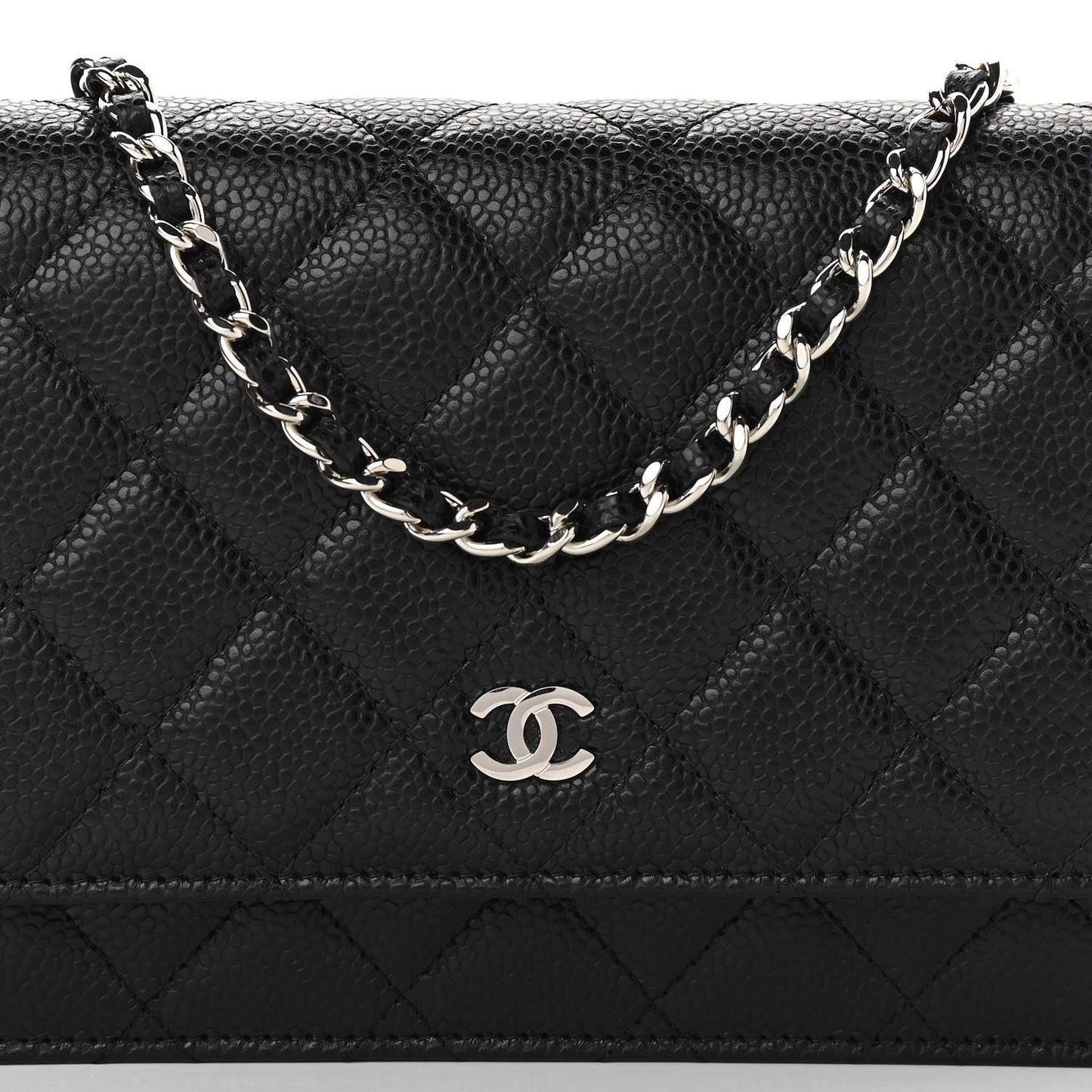 Caviar Quilted Wallet On Chain WOC Black
