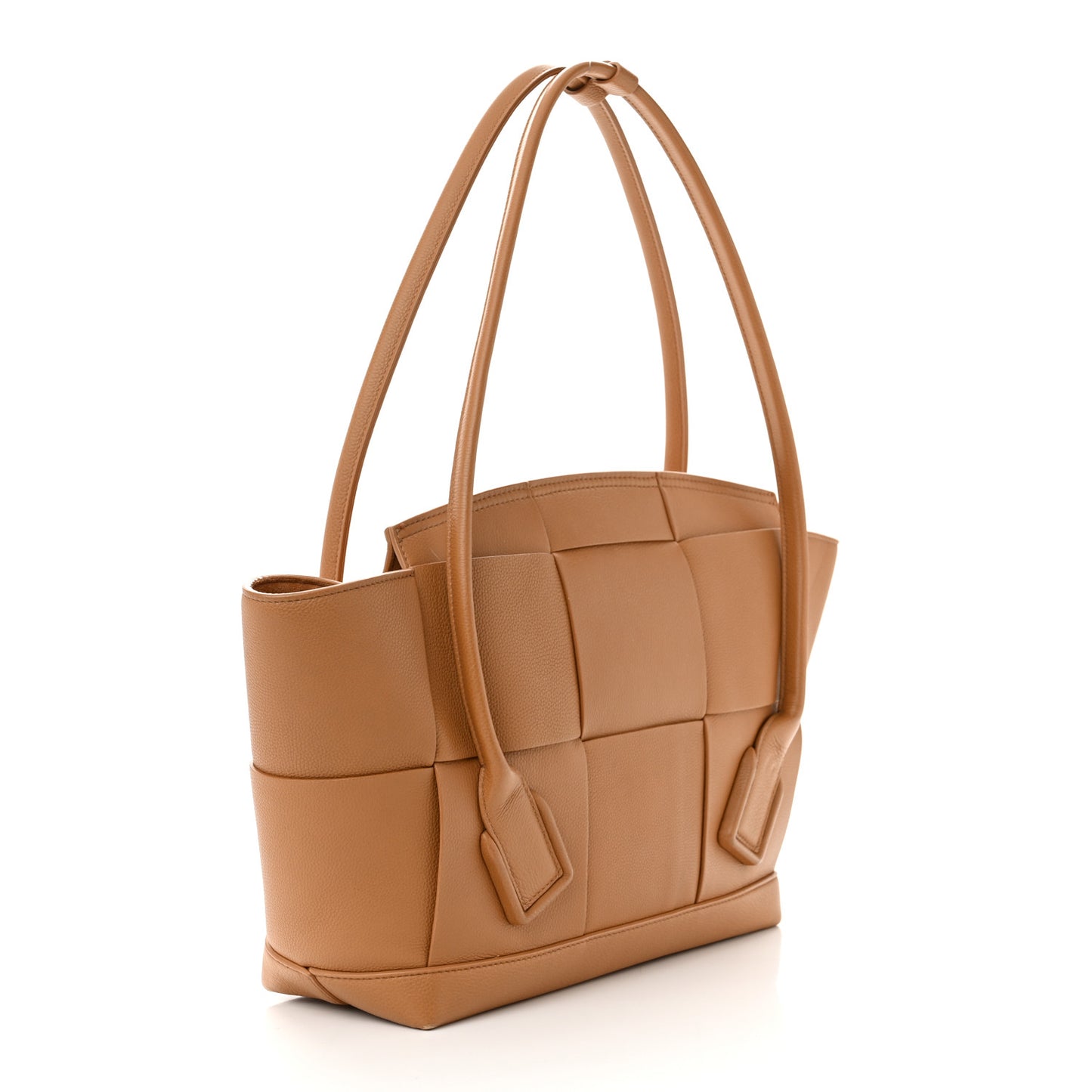 Grained Calfskin Maxi Intrecciato Medium Arco Caramel