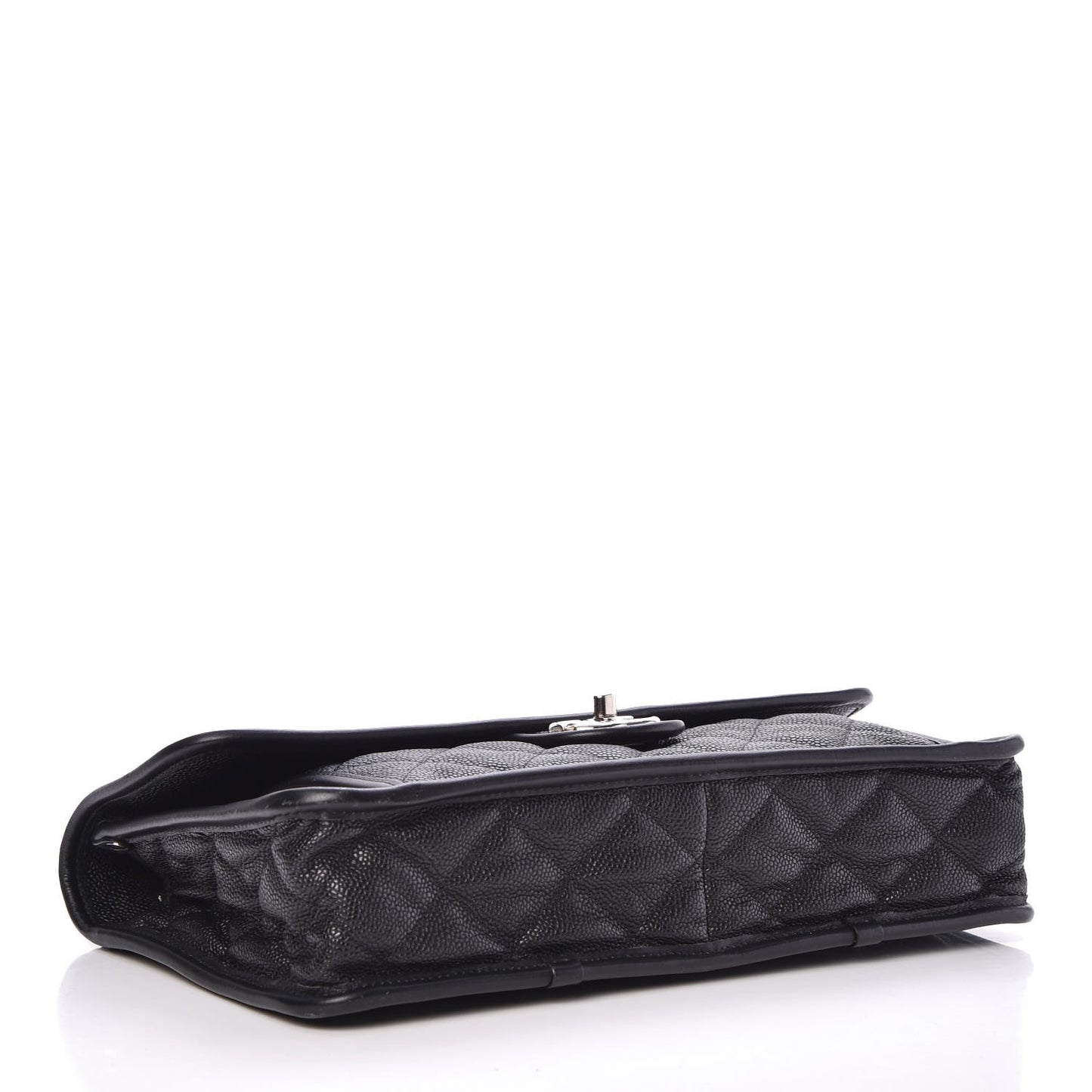 Caviar Quilted Large French Riviera Flap Black