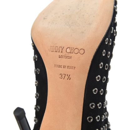 Jimmy Choo Vintage Suede Gillian Vis Ankle Boots 37.5 Black 6 of 9