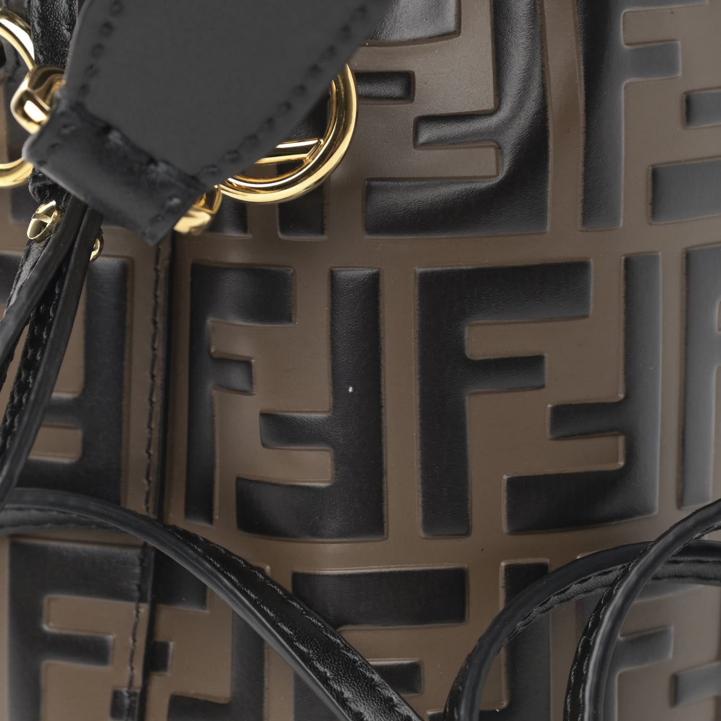 Vitello Liberty F is Fendi Bi-Color FF 1974 Embossed Mini Mon Tresor Bucket Bag Maya Black
