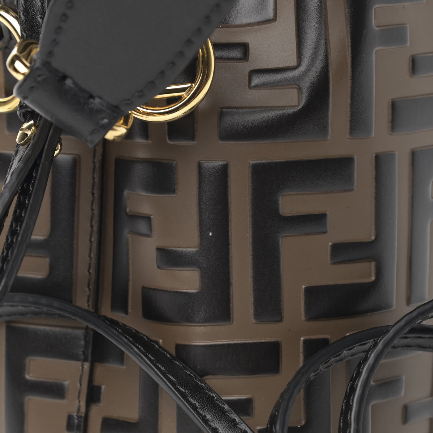 Fendi Vitello Liberty F is Fendi Bi-Color FF 1974 Embossed Mini Mon Tresor Bucket Bag Maya Black 11 of 11