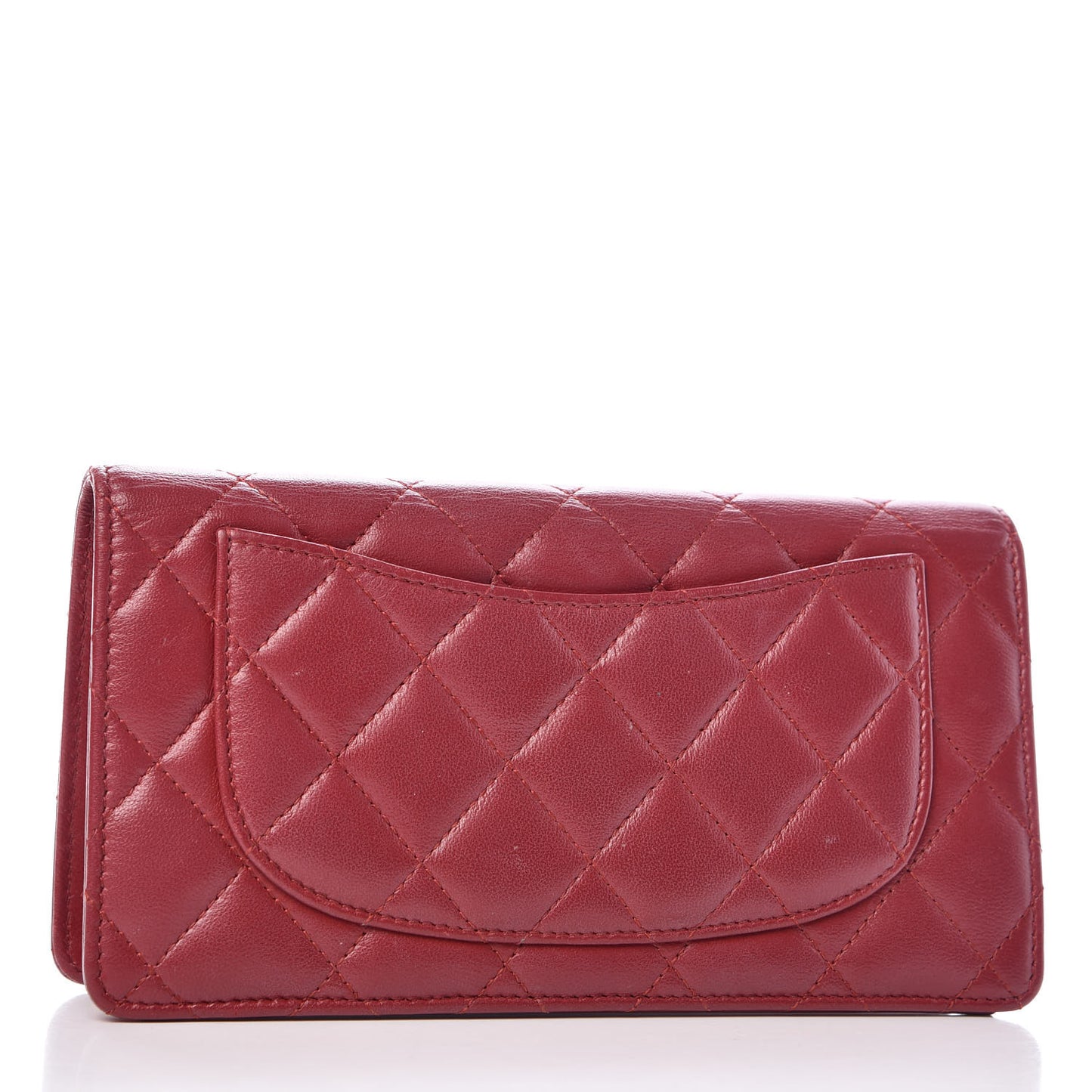 Lambskin Quilted Yen Wallet Red