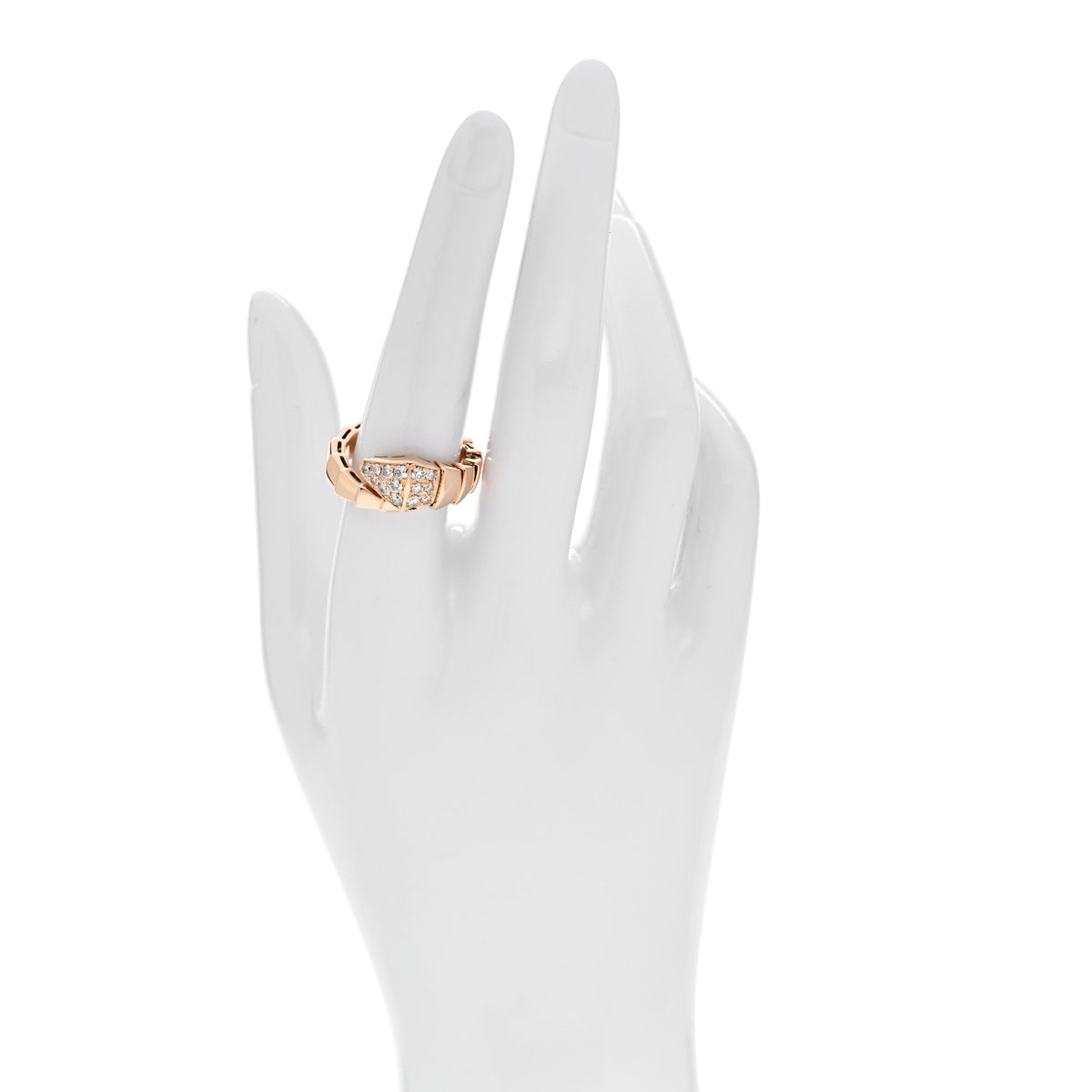 18K Rose Gold Diamond Serpenti Viper Ring S