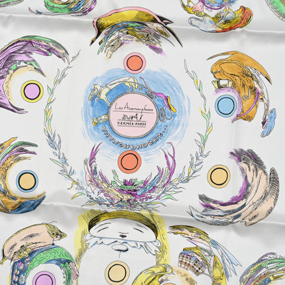 Hermes Silk Les Anamorphoses Scarf 70 Bleu Azur White Multicolor 2 of 5