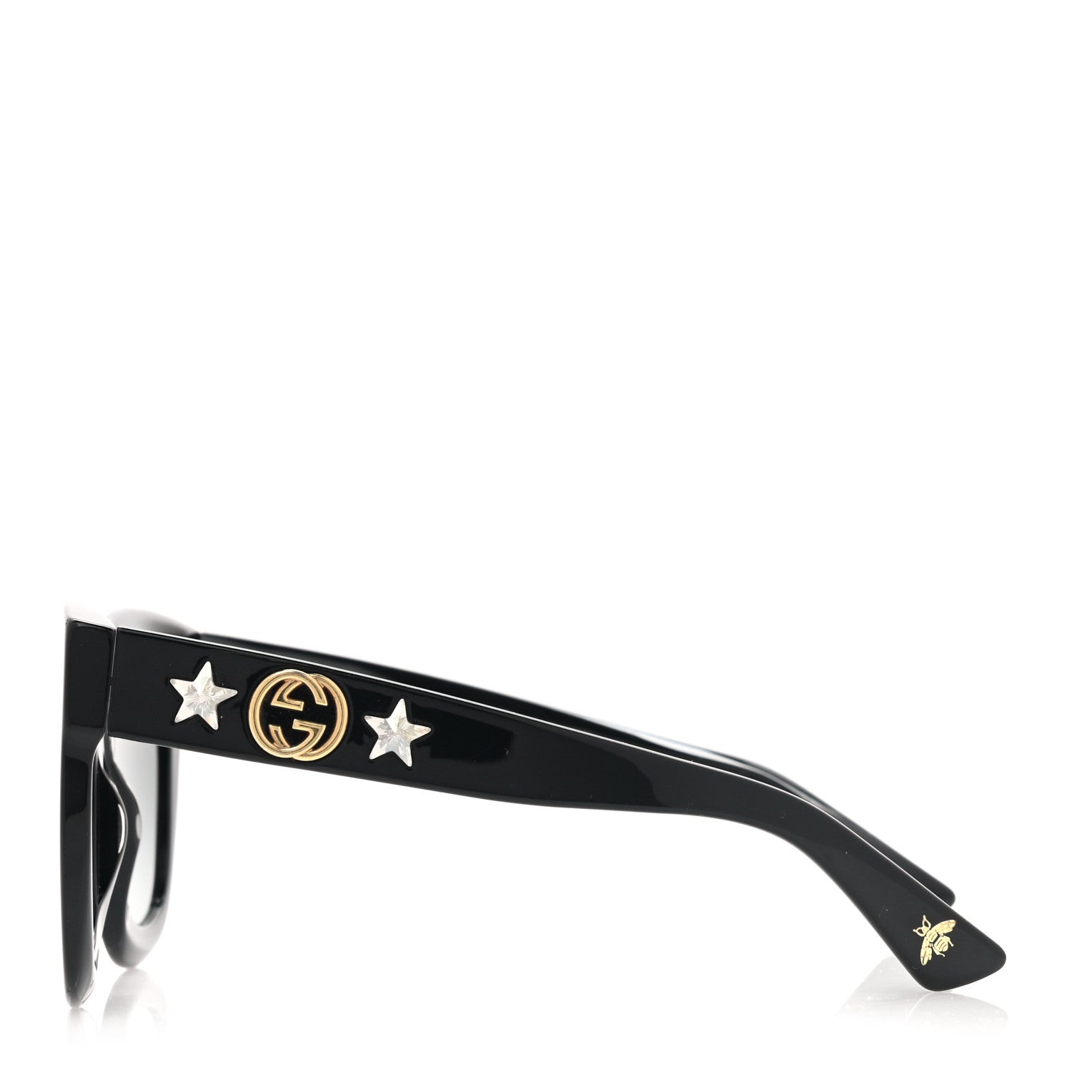 Gucci Acetate Crystal Star Round Frame Sunglasses GG0208S Black 3 of 8
