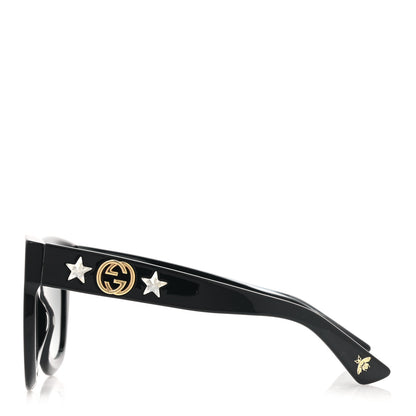Gucci Acetate Crystal Star Round Frame Sunglasses GG0208S Black 3 of 8