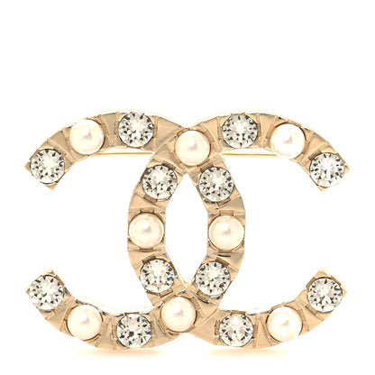 Chanel Crystal Pearl CC Brooch Gold 1 of 4