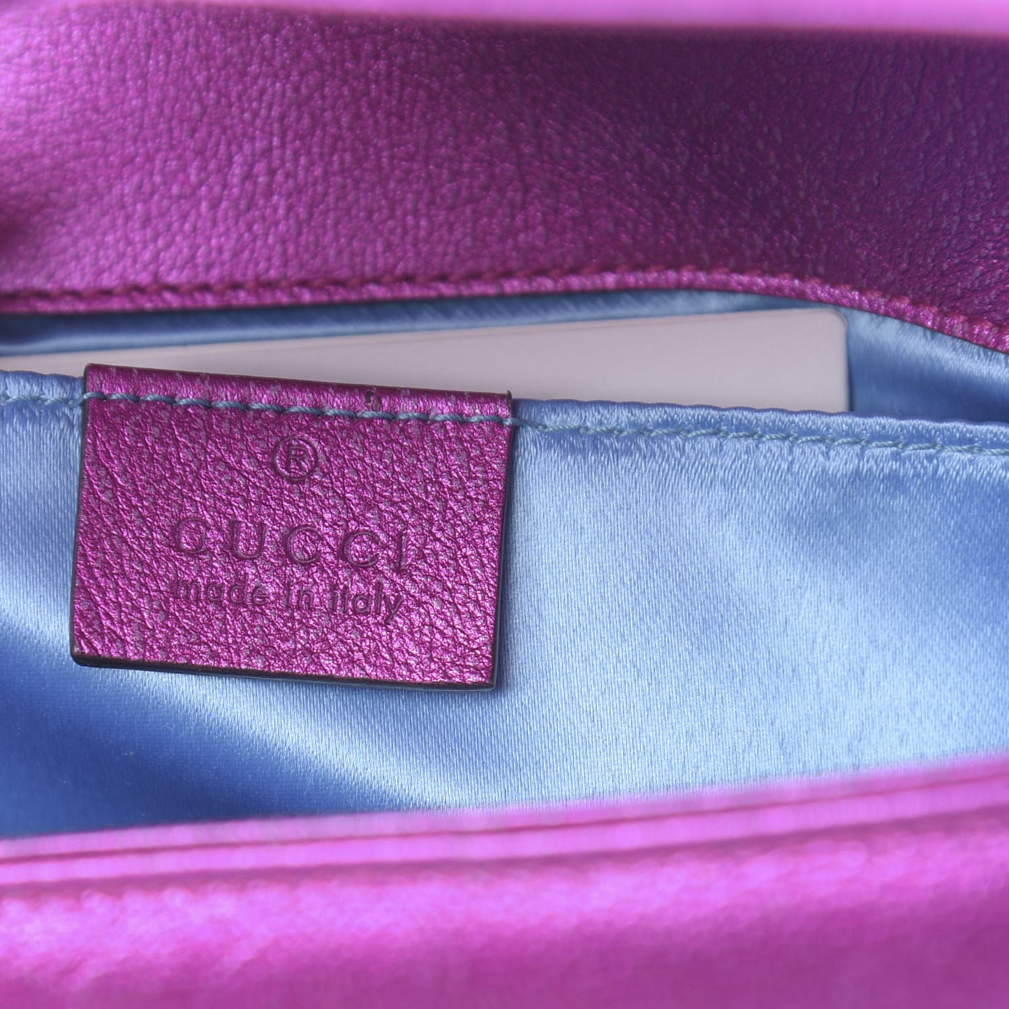 Metallic Calfskin Matelasse Mini GG Marmont Shoulder Bag Fuchsia
