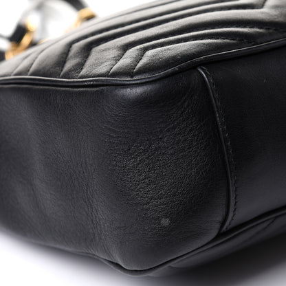 Gucci Calfskin Matelasse Medium GG Marmont Open Top Shoulder Bag Black 8 of 14