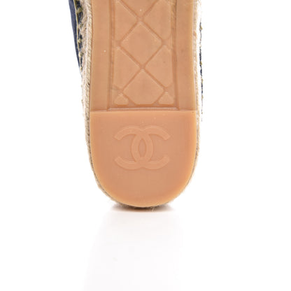 Chanel Fabric Quilted CC Espadrilles 37 Blue Green 6 of 11