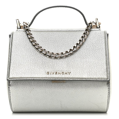 Givenchy Metallic Calfskin Mini Pandora Box Chain Crossbody Bag Silver 1 of 9
