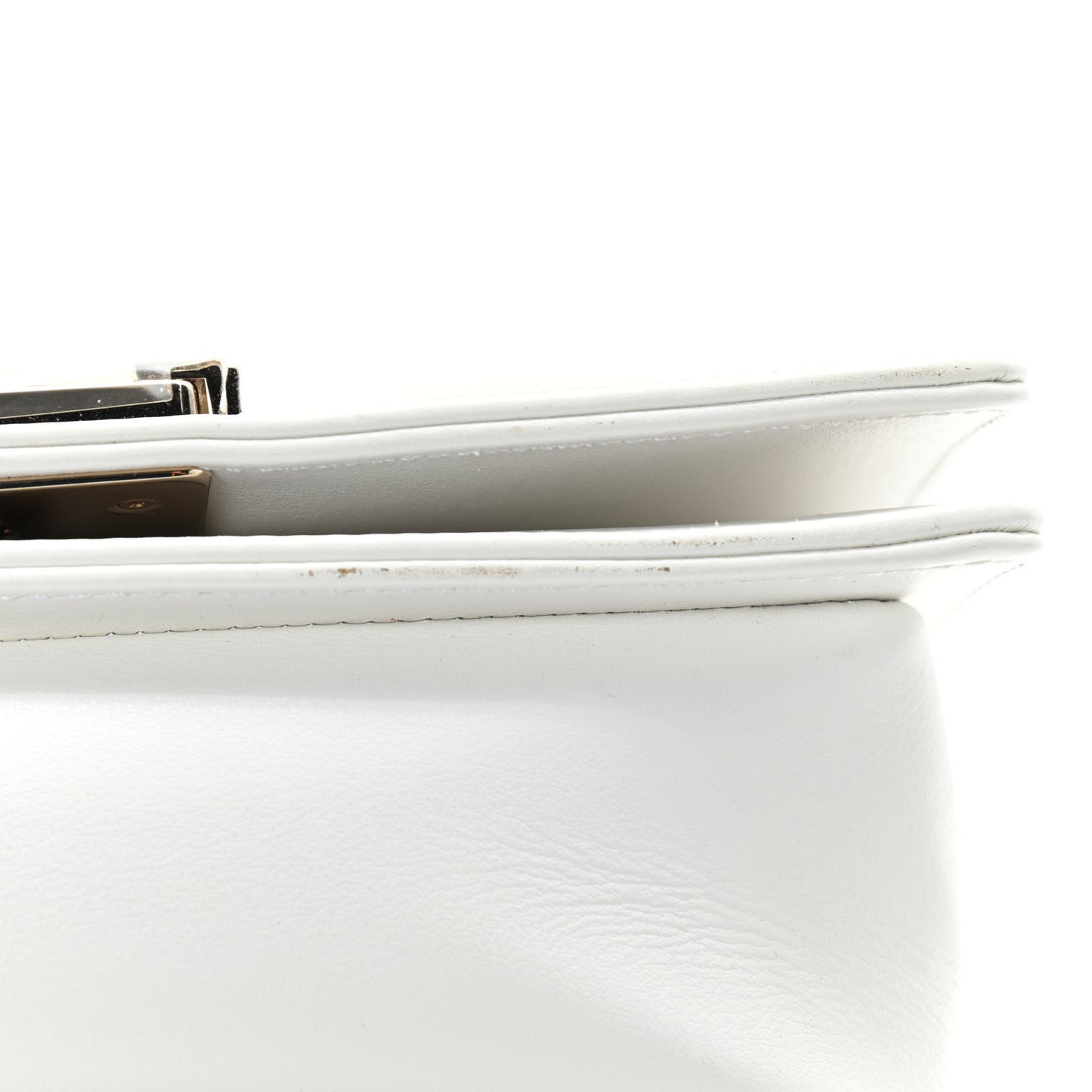 Calfskin Pearl Small Boy Flap White