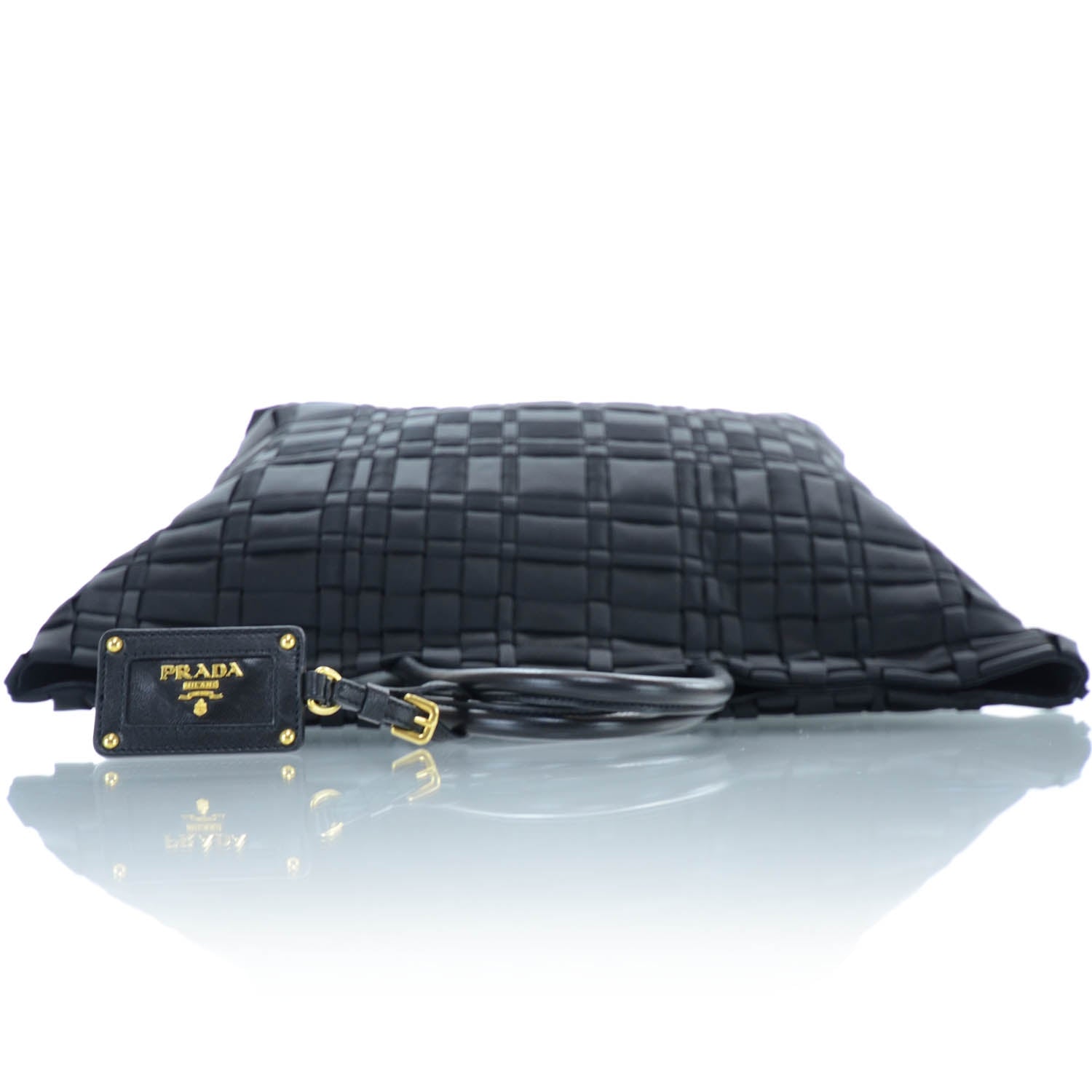 Prada Satin Woven Tote Black 6 of 11