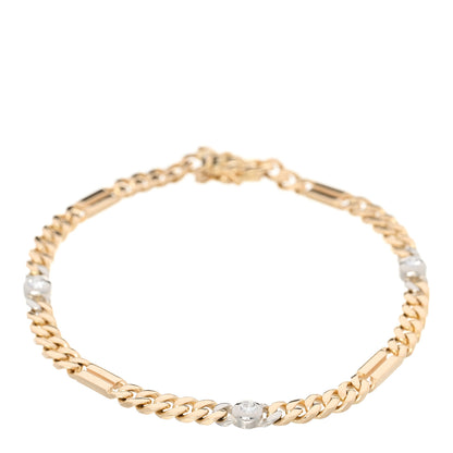 Parker & West by FASHIONPHILE 18K Yellow White Gold Diamond .25ct Bezel Station Curb Chain Bracelet 1 of 3