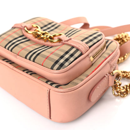 Burberry Smooth Calfskin 1983 Knight Check Link Camera Bag Peach 9 of 9