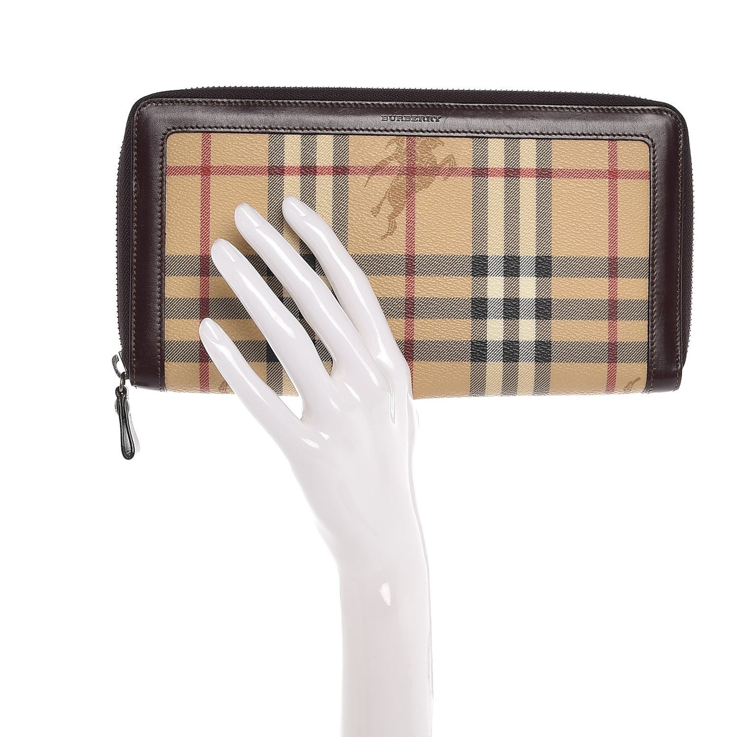 Haymarket Check Large Travel Zip Around Wallet Chocolate