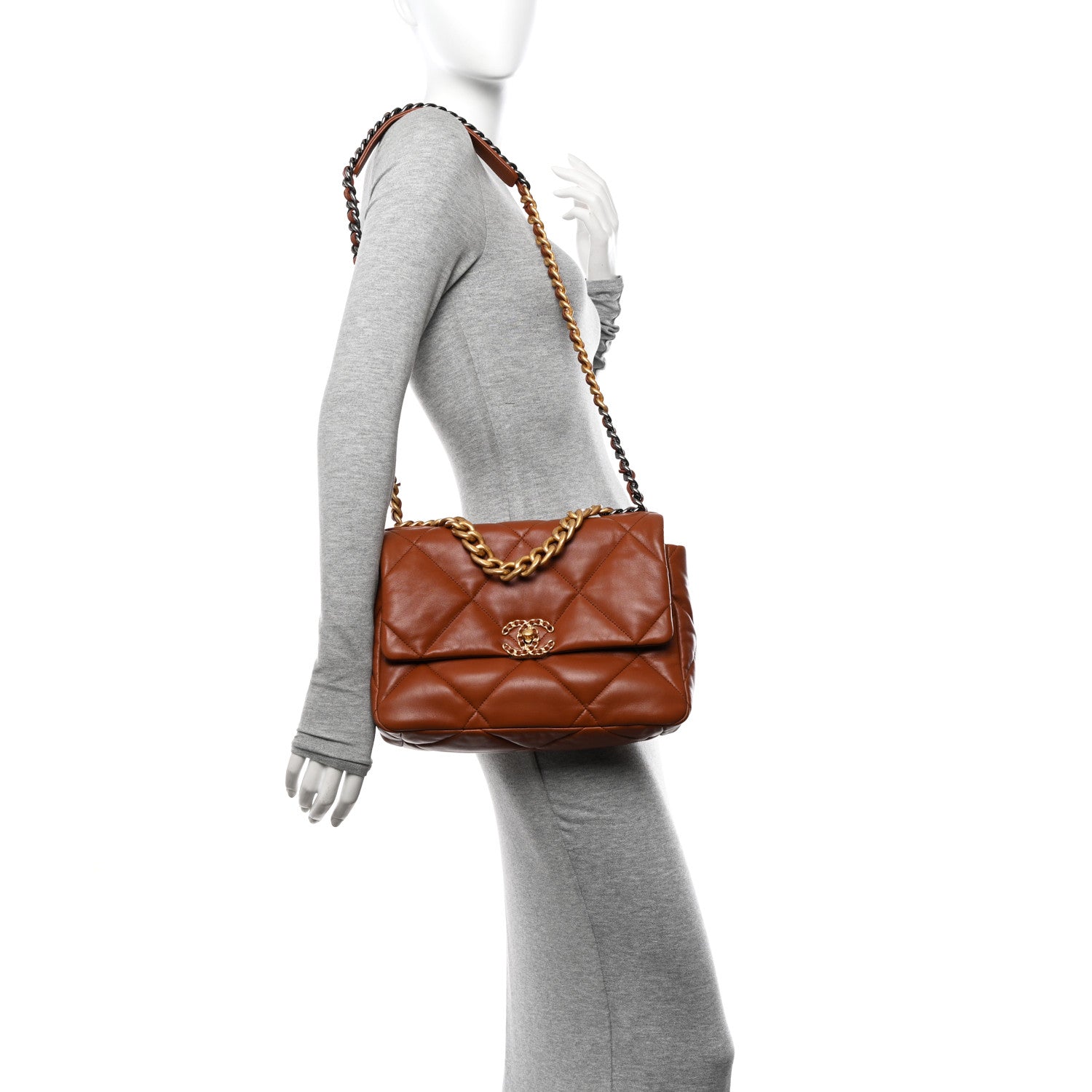 Chanel Lambskin Quilted Large Chanel 19 Flap Brown 2 of 10