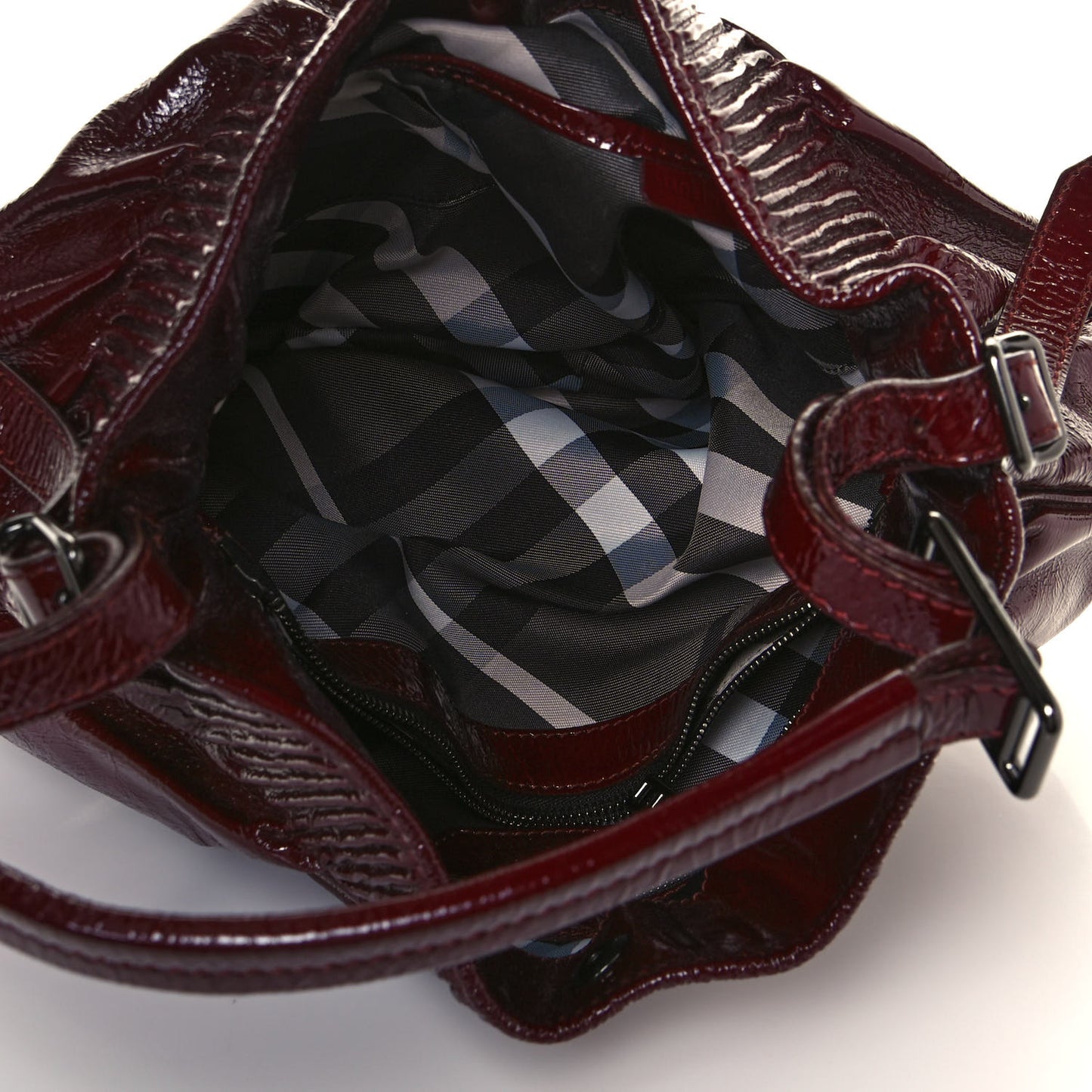 Patent Quilted Hobo Burgundy